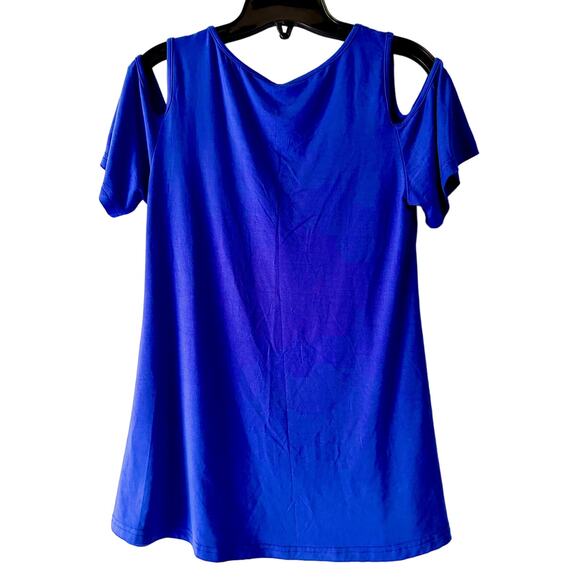 NWT PrinStory Women's Small Short Sleeve Casual Cold Shoulder Tunic - Picture 3 of 6